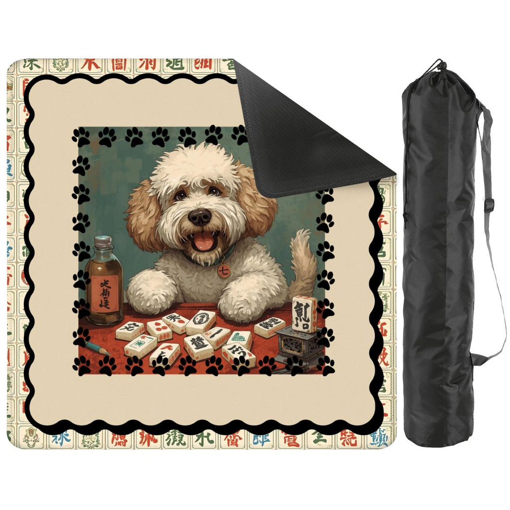 Doodle Dog Dog Playing Mahjong Mat