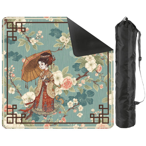 April Showers Asian Geisha Cherry Blossoms Vintage Inspired Mahjong Mat