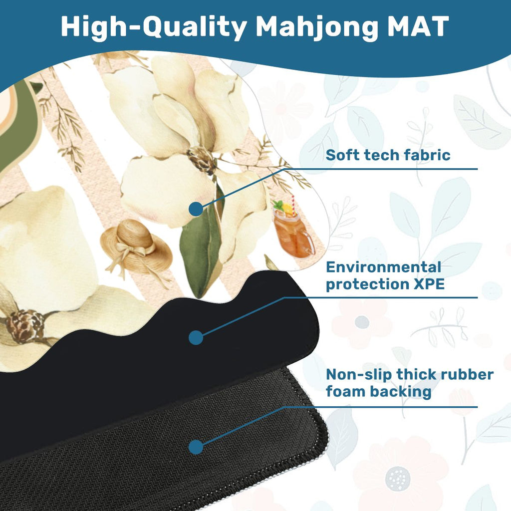 Magnolias And Sweet Tea Scalloped Mahjong Mat