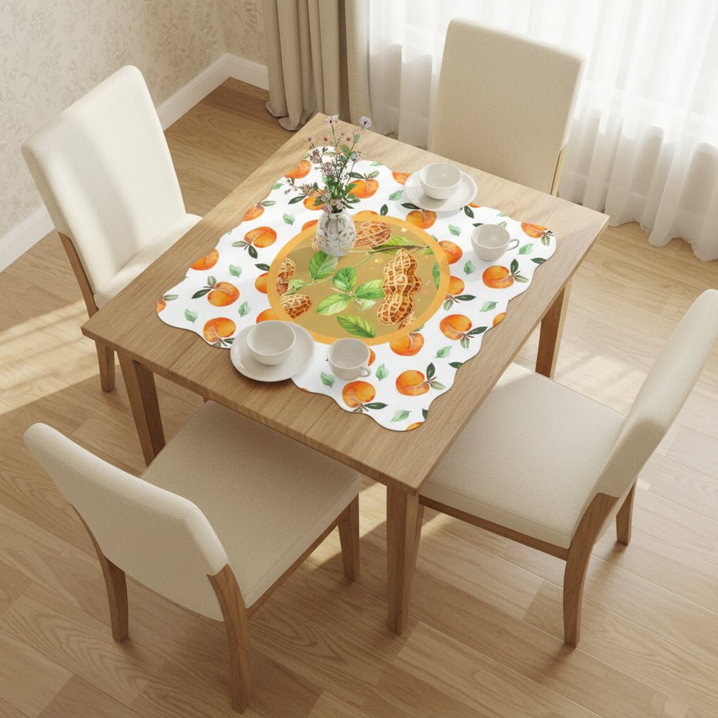 Georgia Peach And Peanuts Scalloped Mahjong Mat