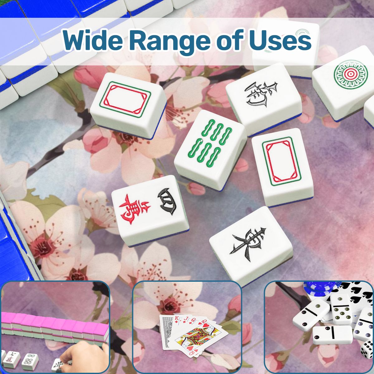Blossoms In Bloom Dainty Watercolor Plaid Scalloped Mahjong Mat