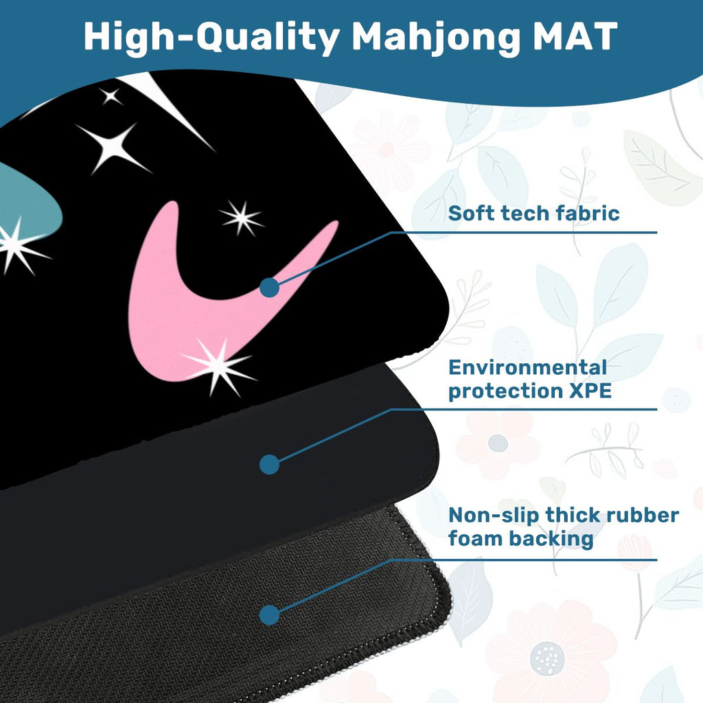Sky Rockets In Flight Modern Black Mini Mahjong Mat
