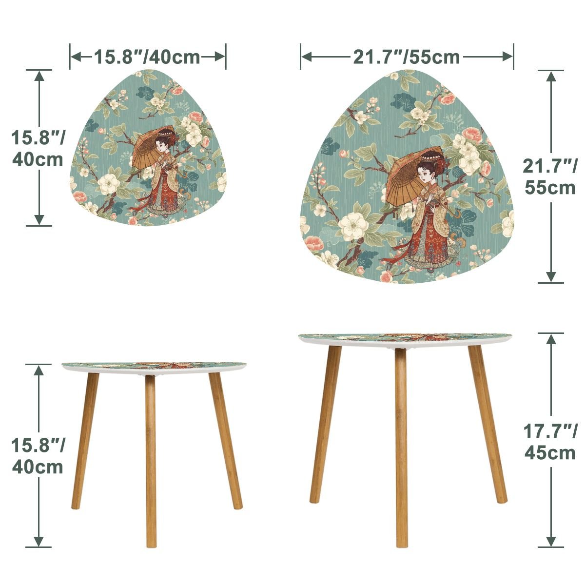 Asian Blossom Chinoiserie Modern Nesting Tables