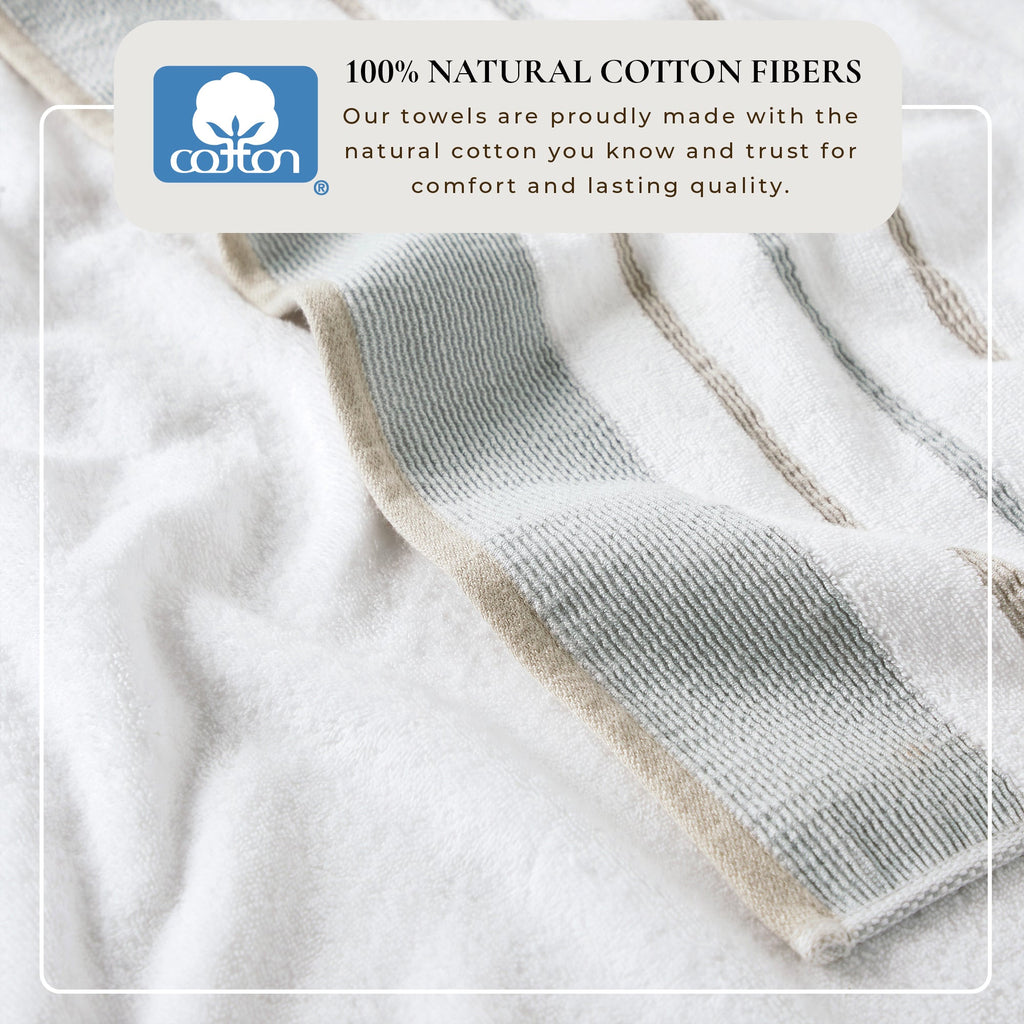 Decorative Cotton Stripe Bath Towel Set - Noelle Collection