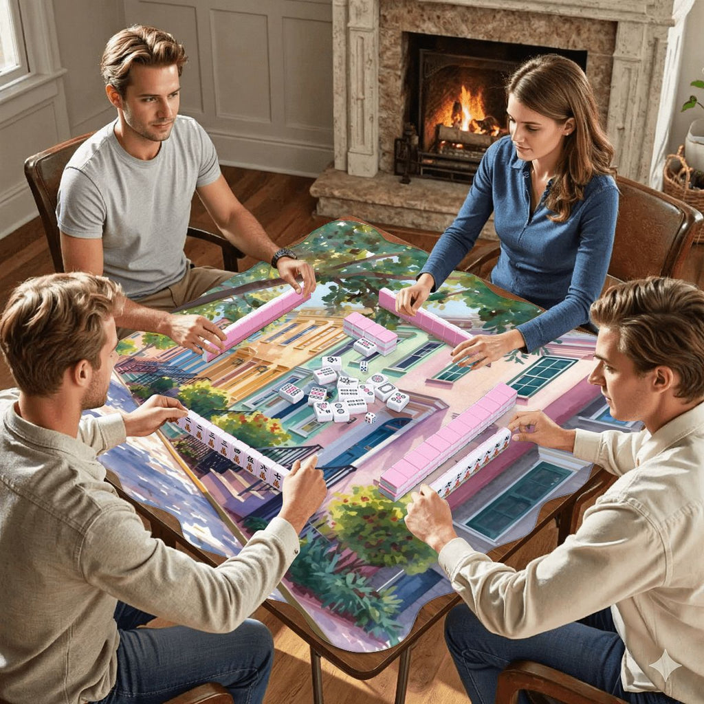 Charleston South Carolina Rainbow Row Dainty Scalloped Mahjong Mat