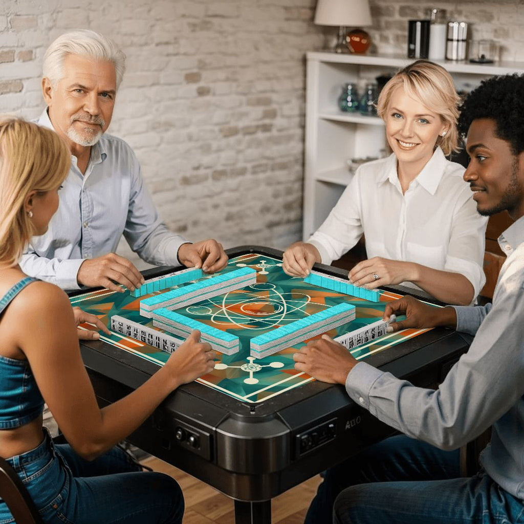 Super Sonic Atom Modern Orange Teal Mahjong Mat