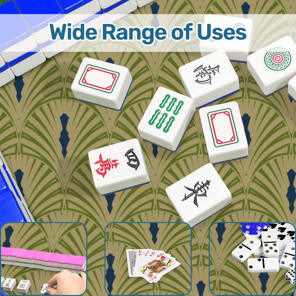 Art Deco Designed Mahjong Mat, Green Blue Speakeasy Collection