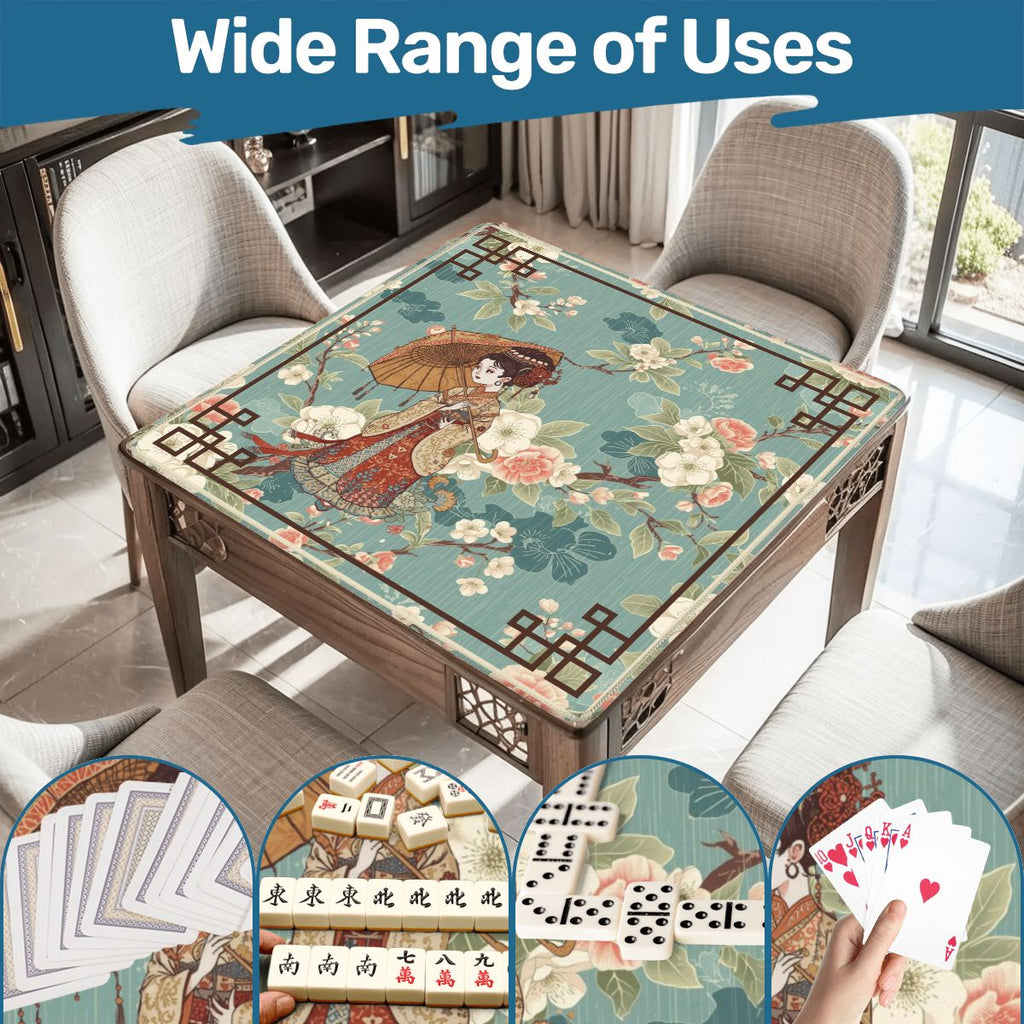 April Showers Asian Geisha Cherry Blossoms Vintage Inspired Mahjong Mat
