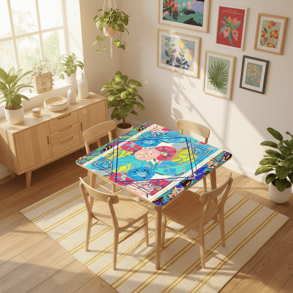 Capri Sunshine Floral Art Deco Mahjong Mat