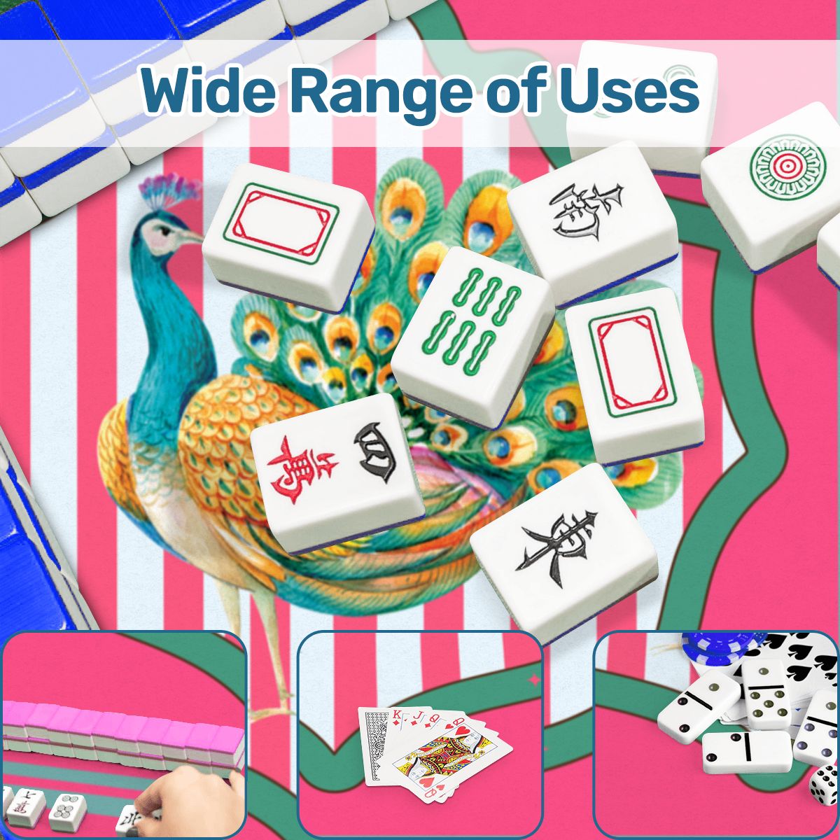 Pretty As A Peacock Hot Pink Mahjong Mat