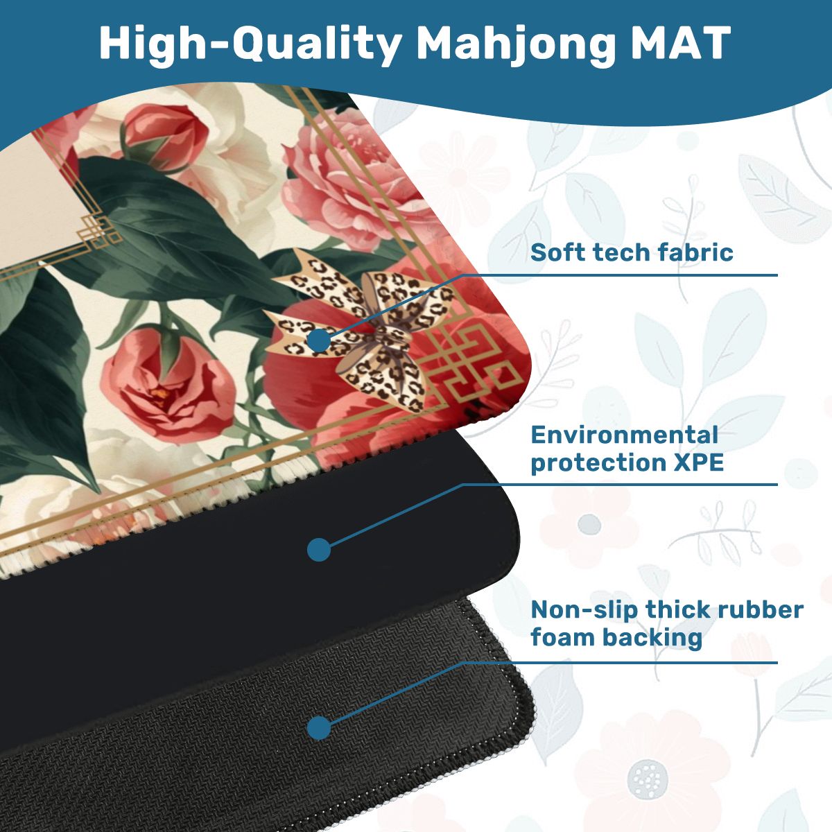 Southern Floral Camellias In Bloom Mahjong Mat