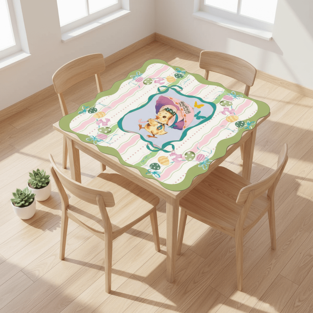 Spring Easter Chic  Scalloped Mahjong Mat