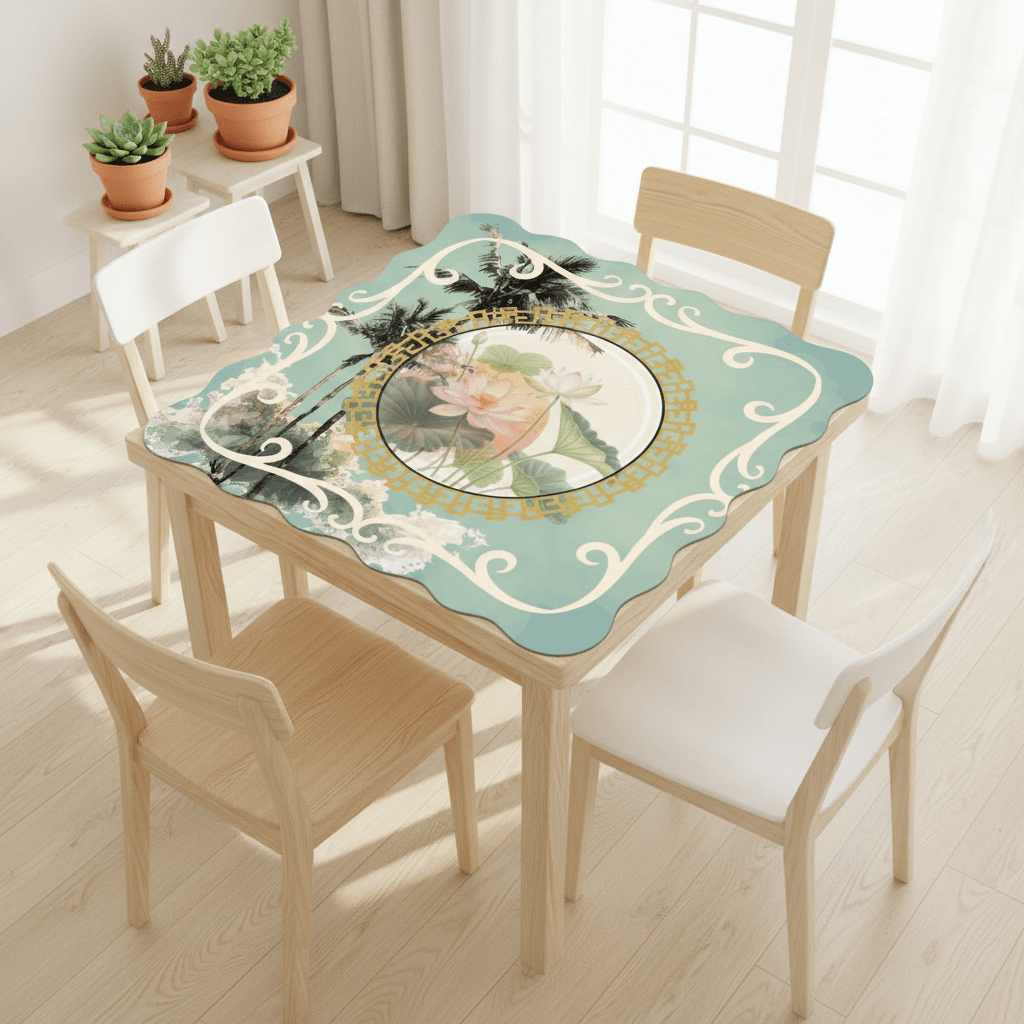 Lily On The Lanai Scalloped Mahjong Mat