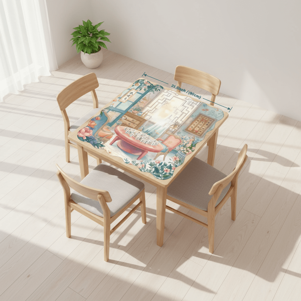 Mahjong Garden Tea Room Dainty Scalloped Mahjong Mat