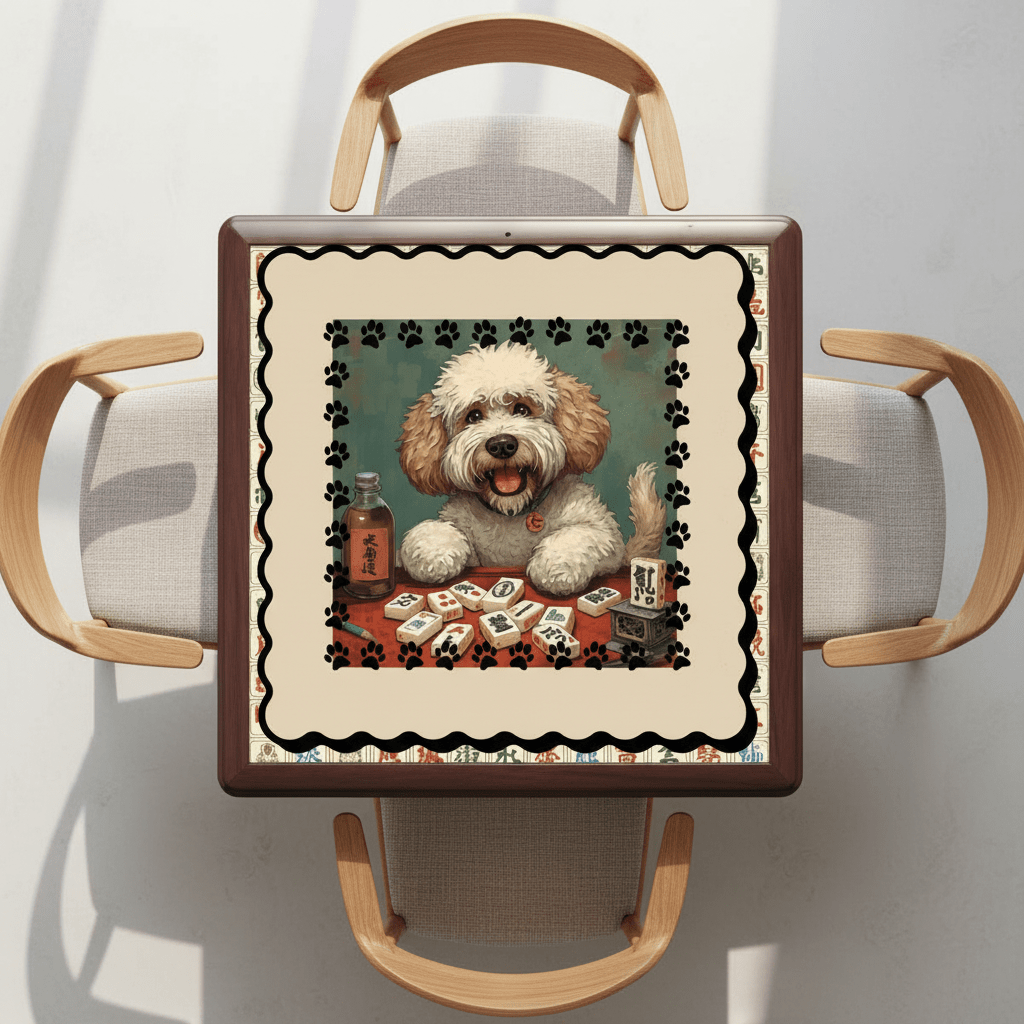 Doodle Dog Dog Playing Mahjong Mat