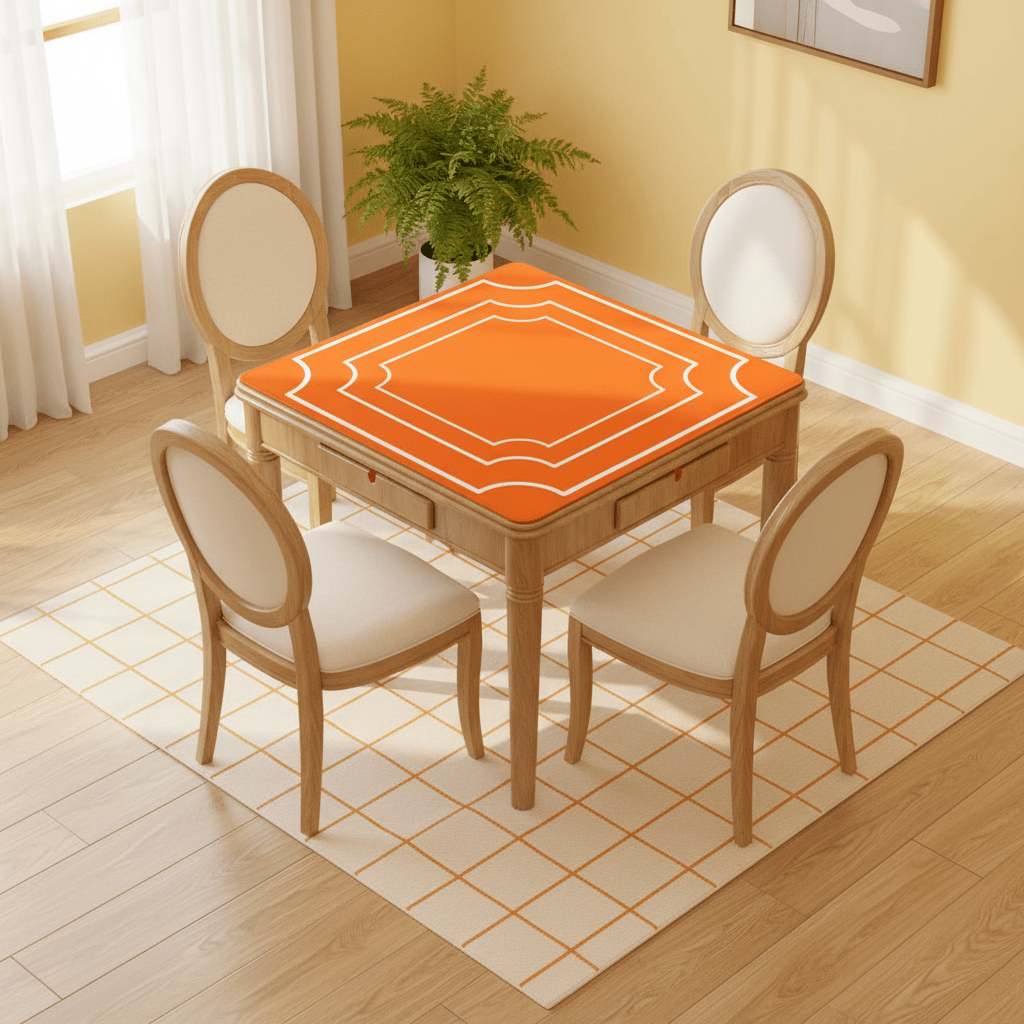 Plain And Simple Minimalist Orange Mahjong Mat