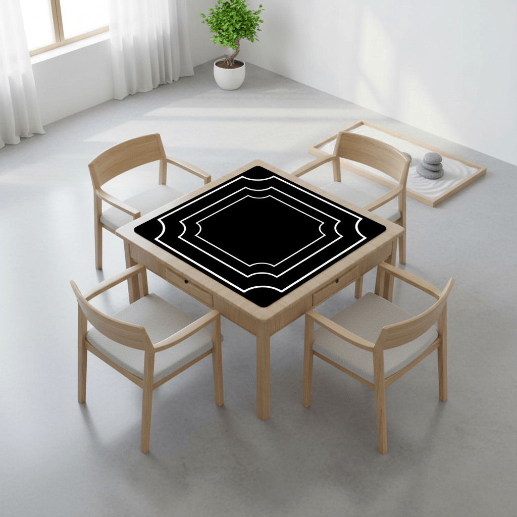Plain And Simple Minimalist Black Mahjong Mat