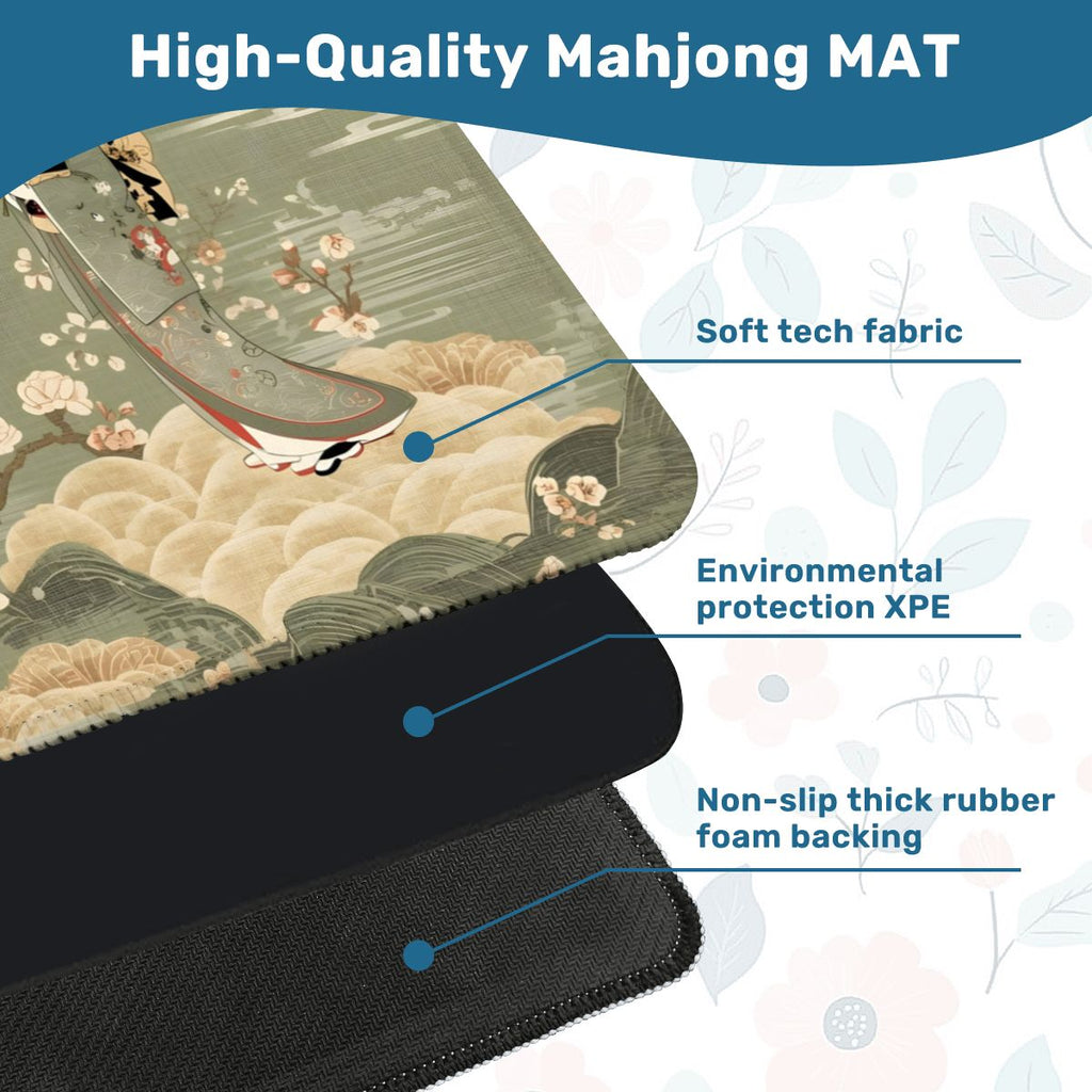 Giesha Girl Japanese Floral Mahjong Mat