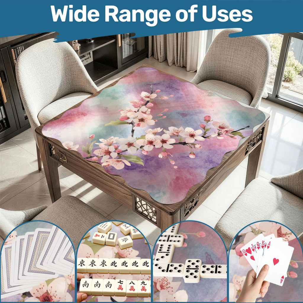 Blossoms In Bloom Dainty Watercolor Plaid Scalloped Mahjong Mat