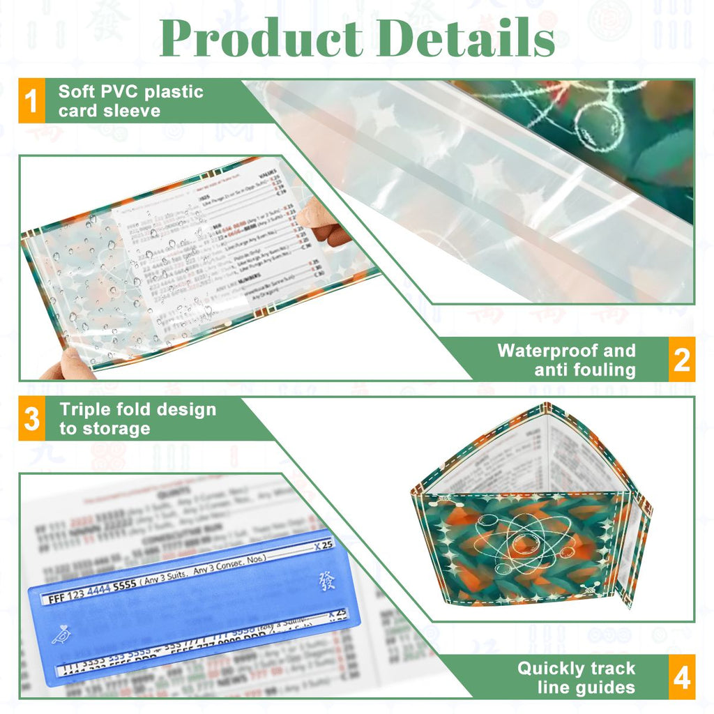 Super Sonic Atom Modern Orange Teal 4 Mahjong Card Holder with Line Finder