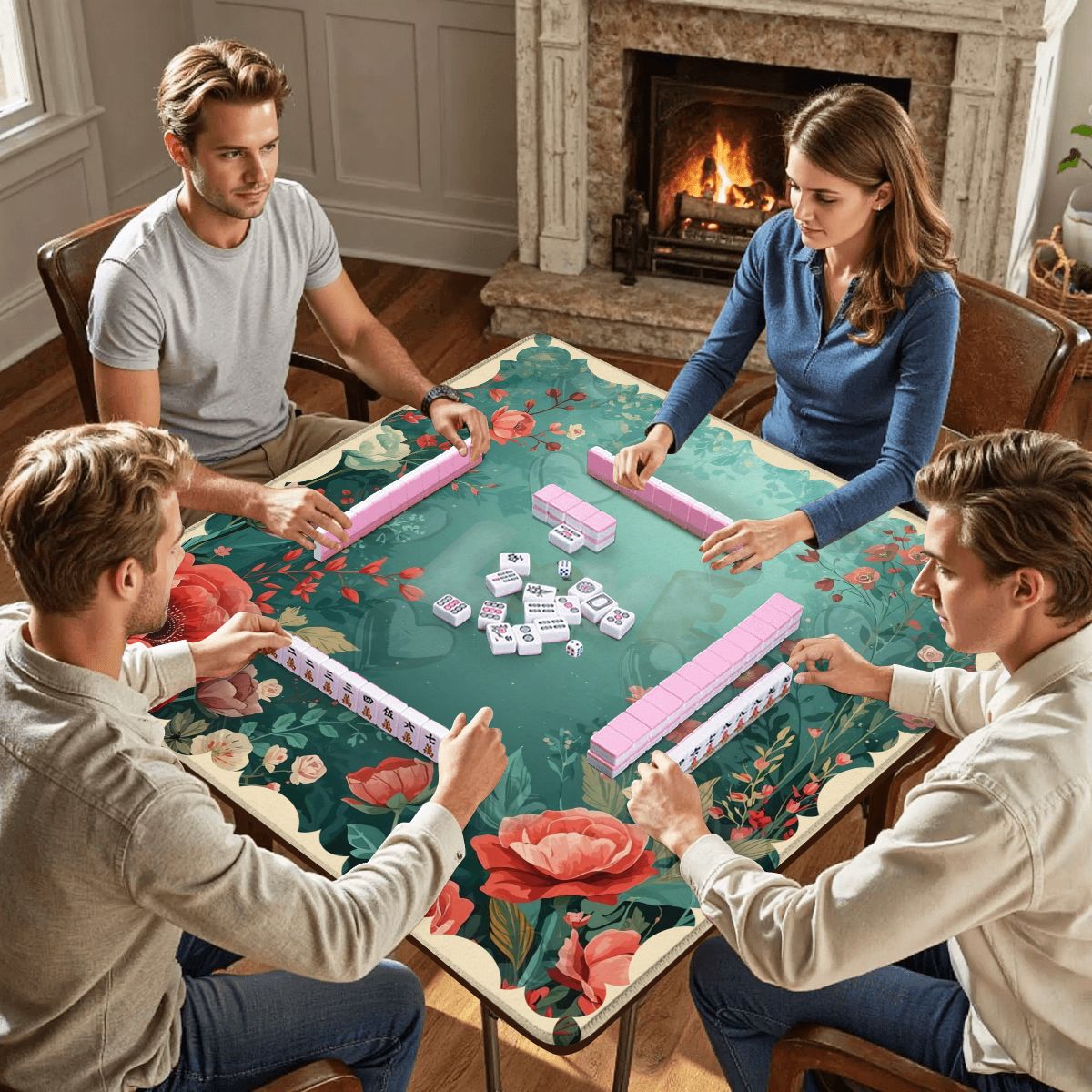 It Must Be Love, Vintage Valentine Roses Mahjong Mat