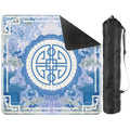 Asian Blue Chinoiserie Mahjong in the Moon Garden Mahjong Mat