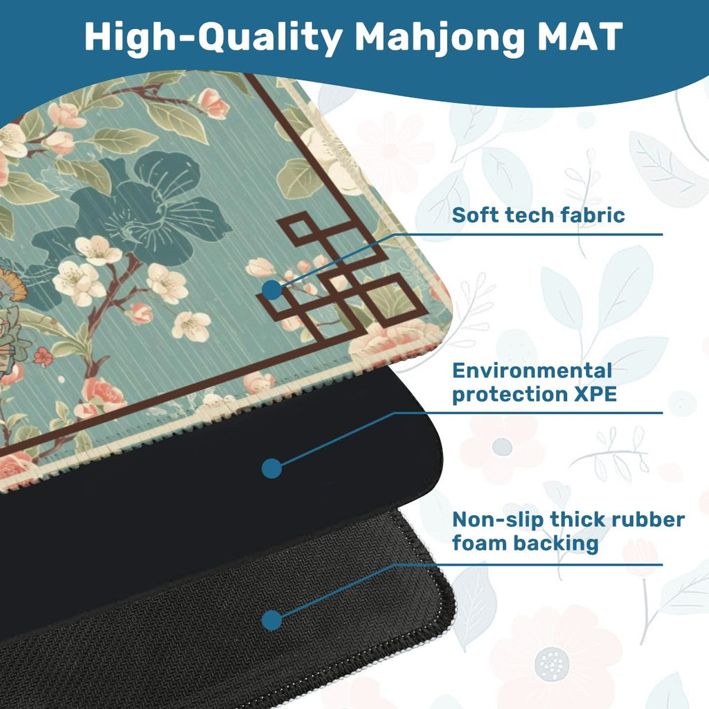 April Showers Asian Geisha Cherry Blossoms Vintage Inspired Mahjong Mat