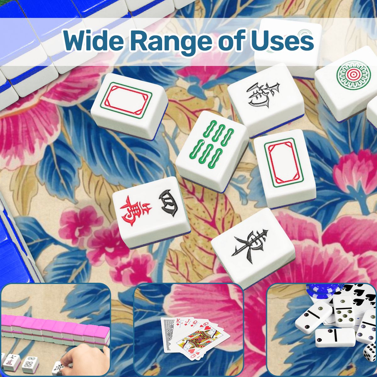The Secret Garden Floral Pink, Blue Mahjong Mat