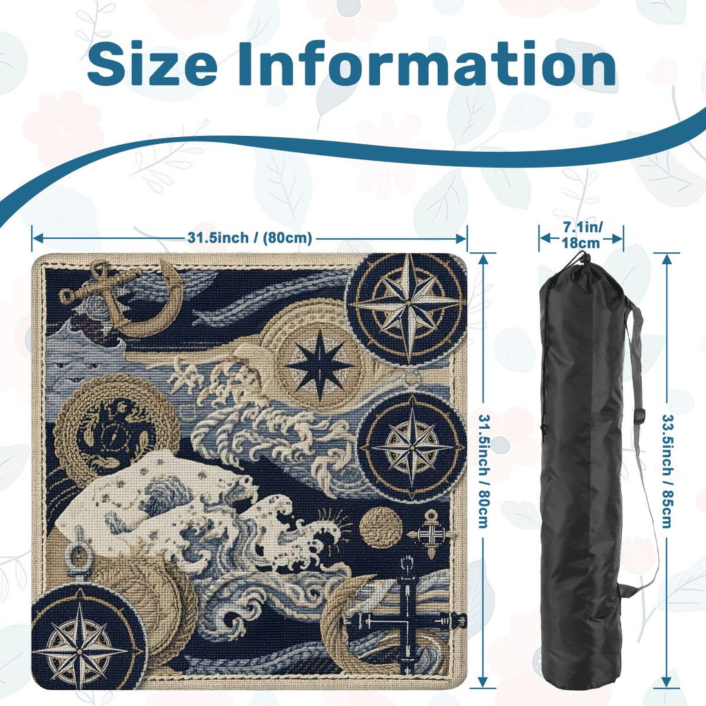Where The Wind Blows, Faux Needlepoint Nautical Mahjong Mat