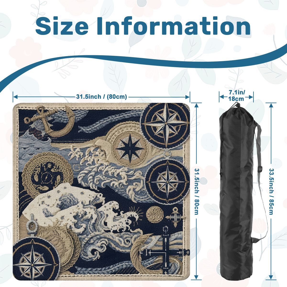 Where The Wind Blows, Faux Needlepoint Nautical Mahjong Mat