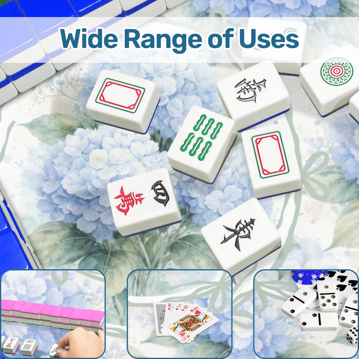 Baby Blue Floral Hydrangea Mahjong Mat