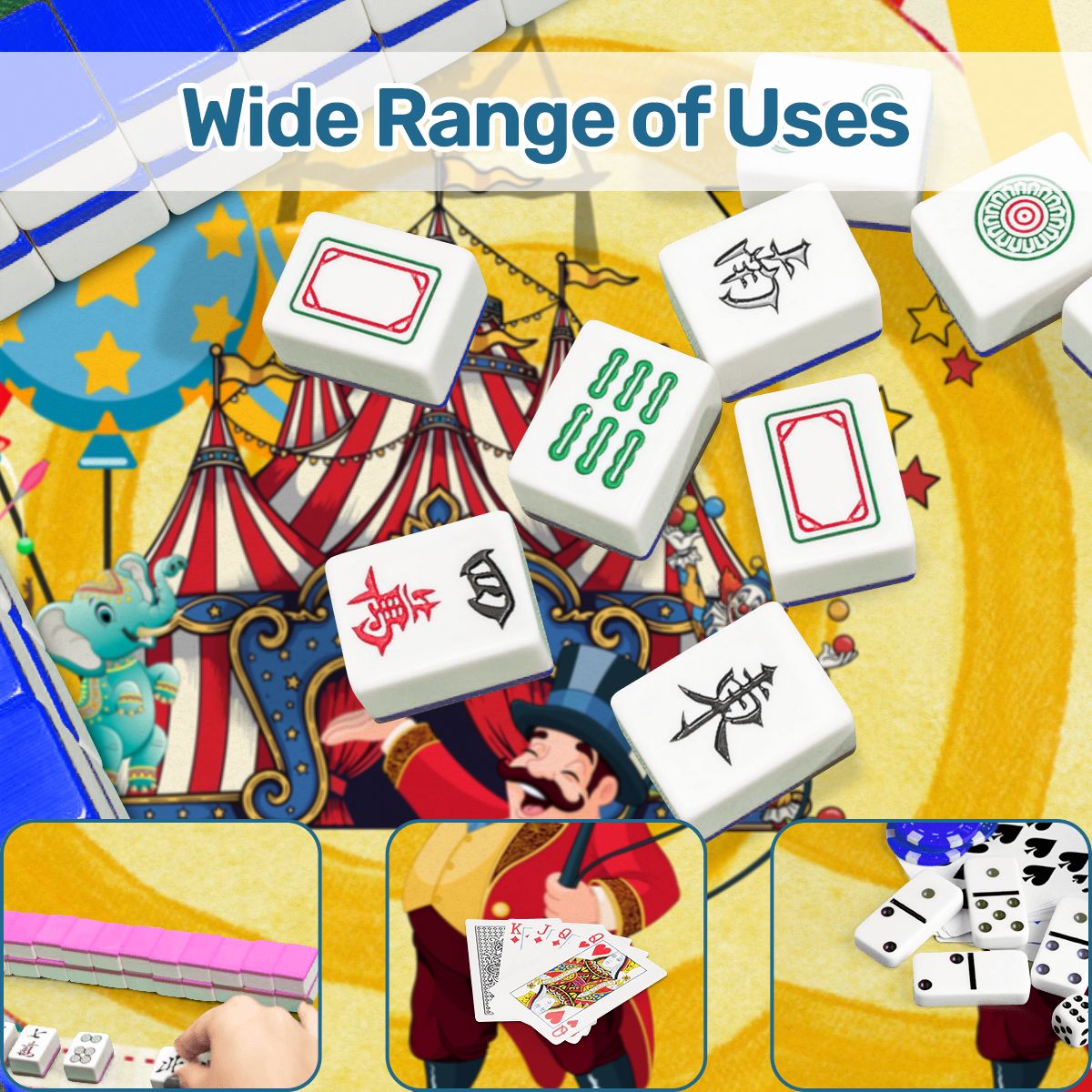 Send in the Clowns Circus Themed Scalloped Mahjong Mat