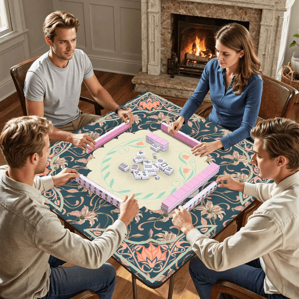 Art Deco Floral Nouveau Design Mahjong Mat