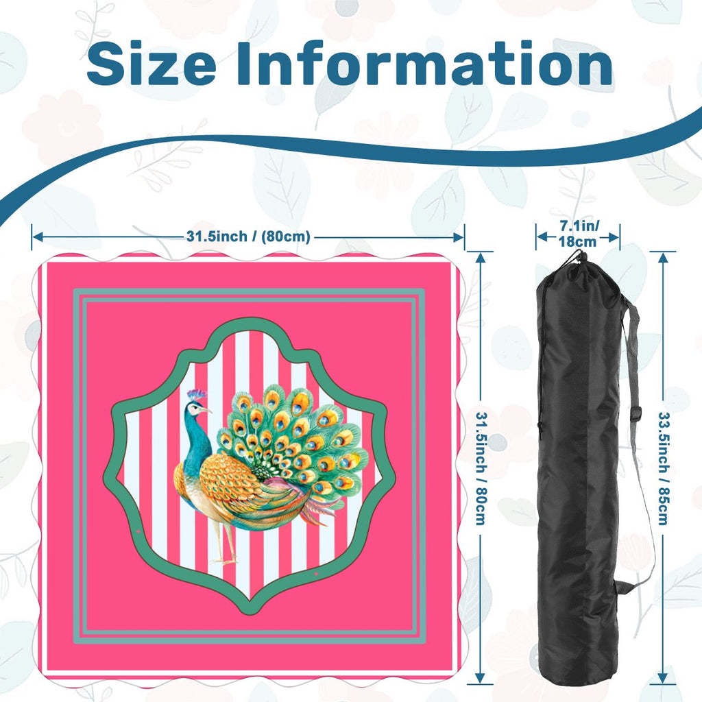 Pretty As A Pink Peacock Scalloped Mahjong Mat
