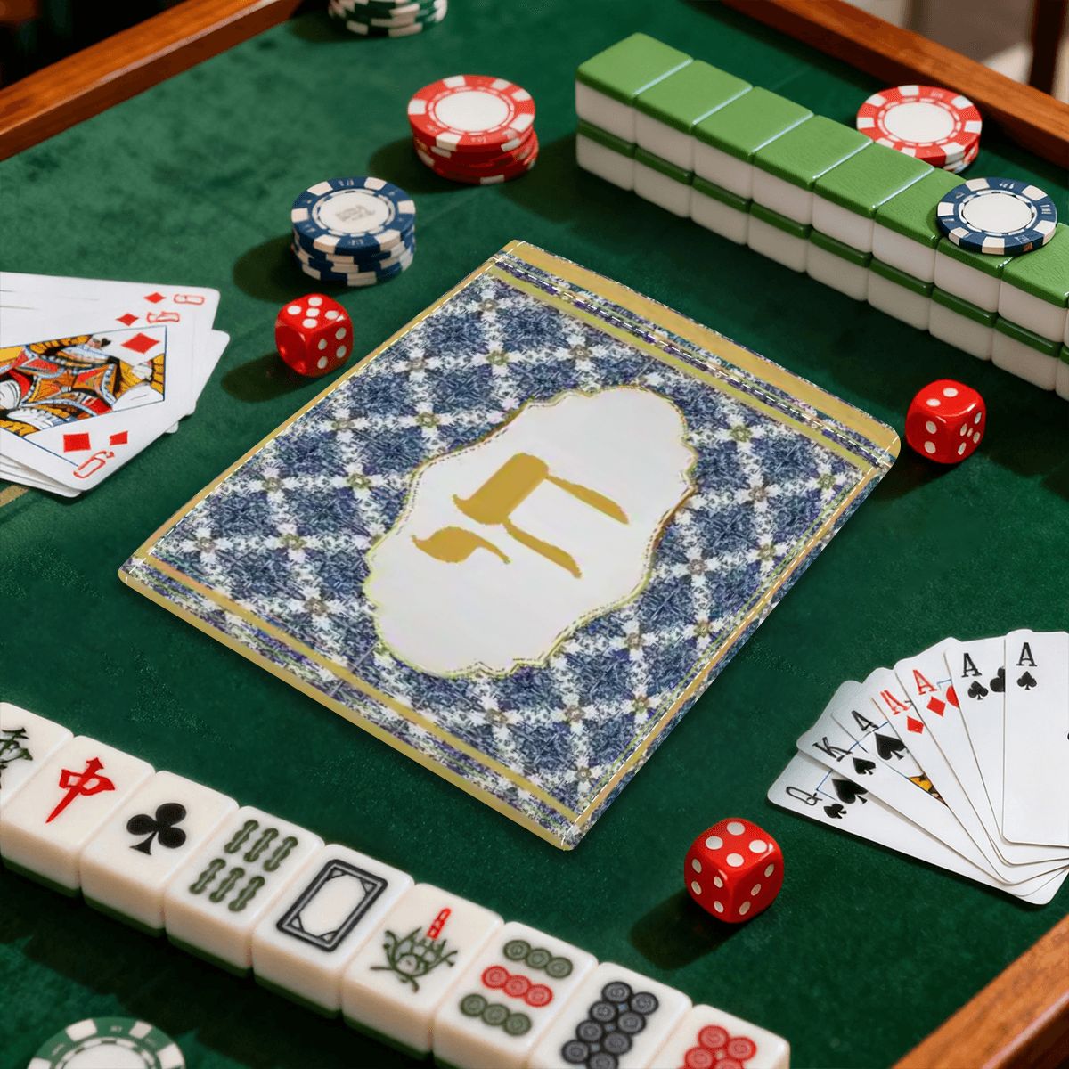 Chai Royal Jewish Lucky Number 18 4 Mahjong Card Holder with Line Finder