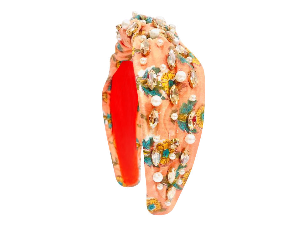 Spring Floral Print Headband - Orange and Yellow Flowers