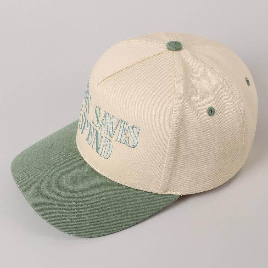 JESUS SAVES I SPEND Trucker Hat | Funny Christian Embroidered Hat | Two Tone Aesthetic Cap | Adjustable Snapback | Faith Statement Hat