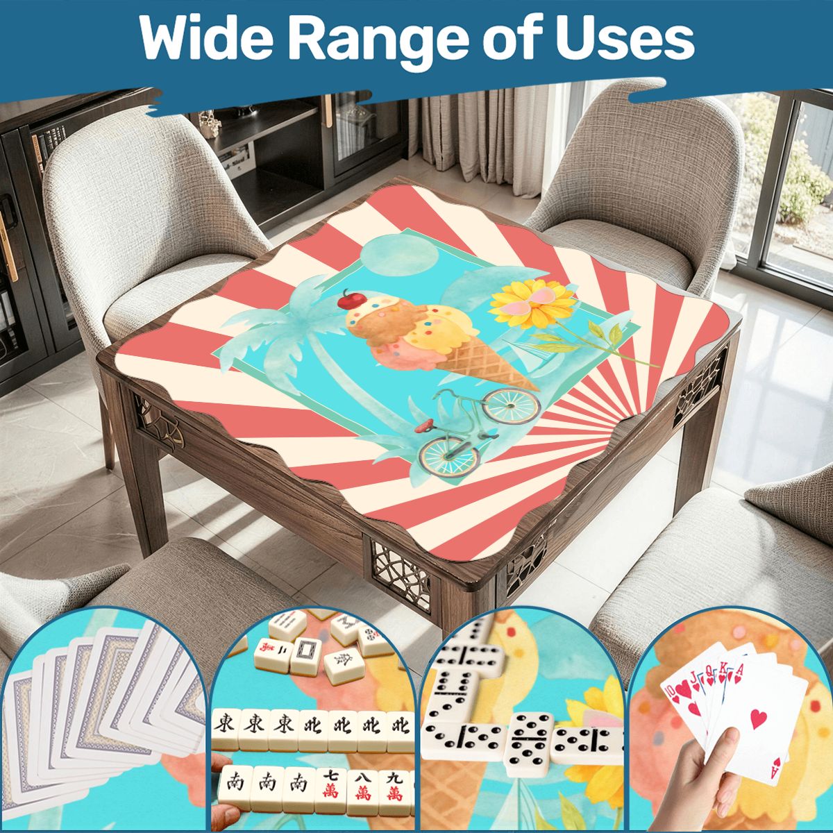 Summer Time Summer Time Scalloped Mahjong Mat