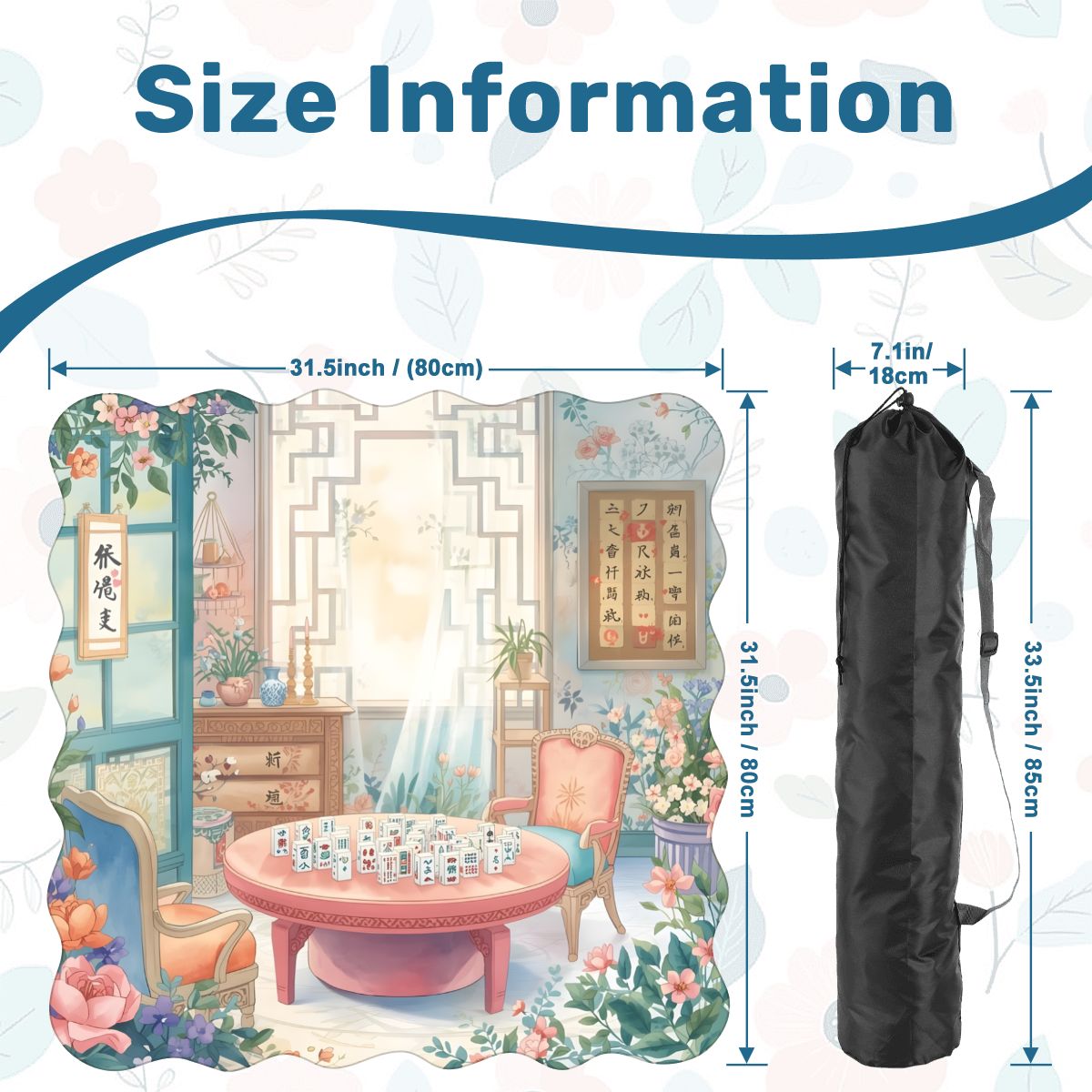 Mahjong Garden Tea Room Dainty Scalloped Mahjong Mat