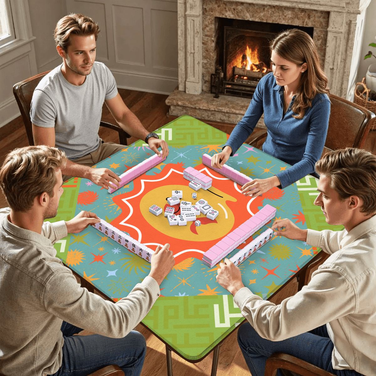 Modern Cosmic Starborne Fish Mahjong Mat