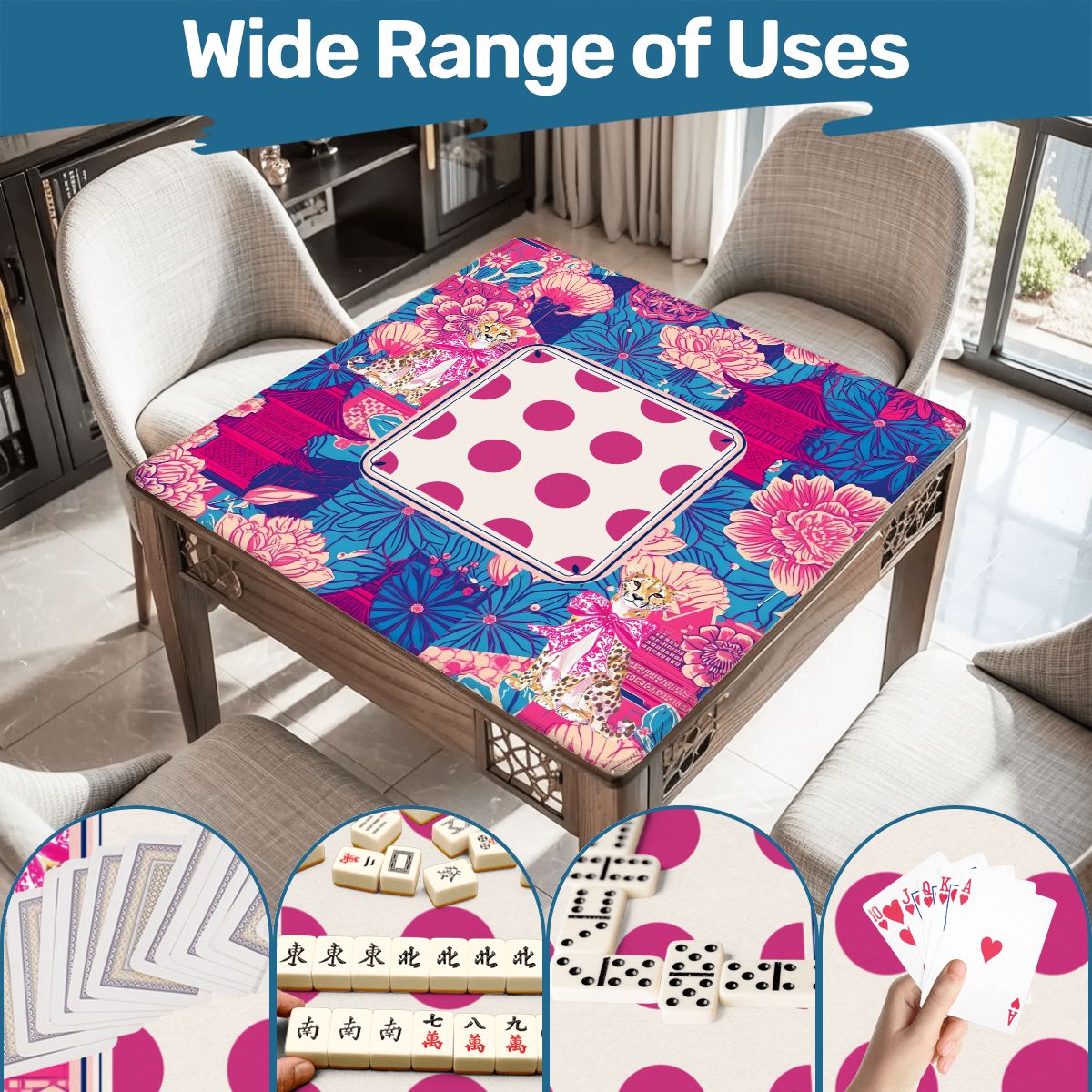 Cheetah Dynasty Pink Pagoda Mahjong Mat