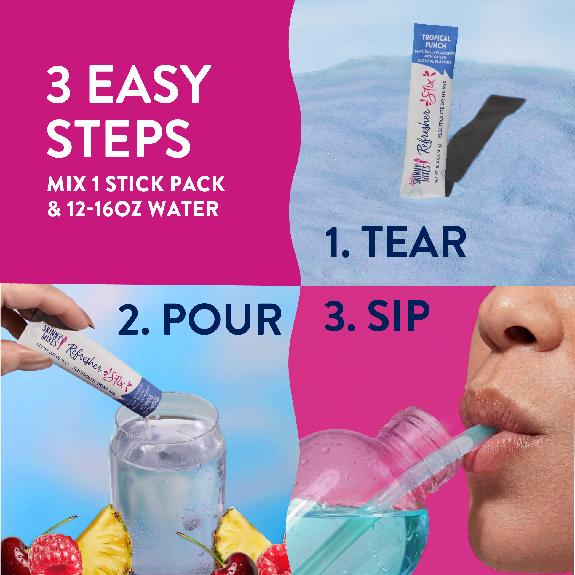Jordan's Skinny Mixes - Refresher Stix 16 ct - Tropical Punch
