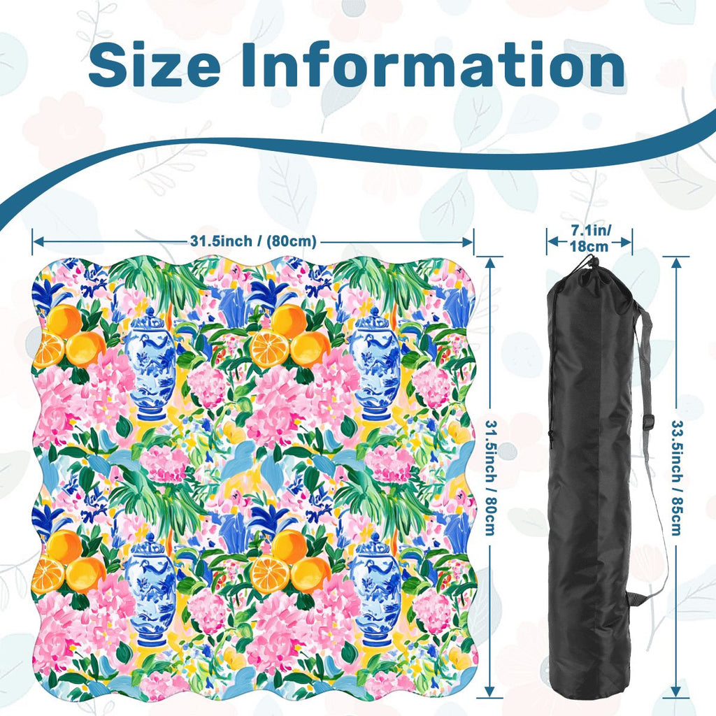 Asian Chinoiserie Tropical Pastel Scalloped Mahjong Mat