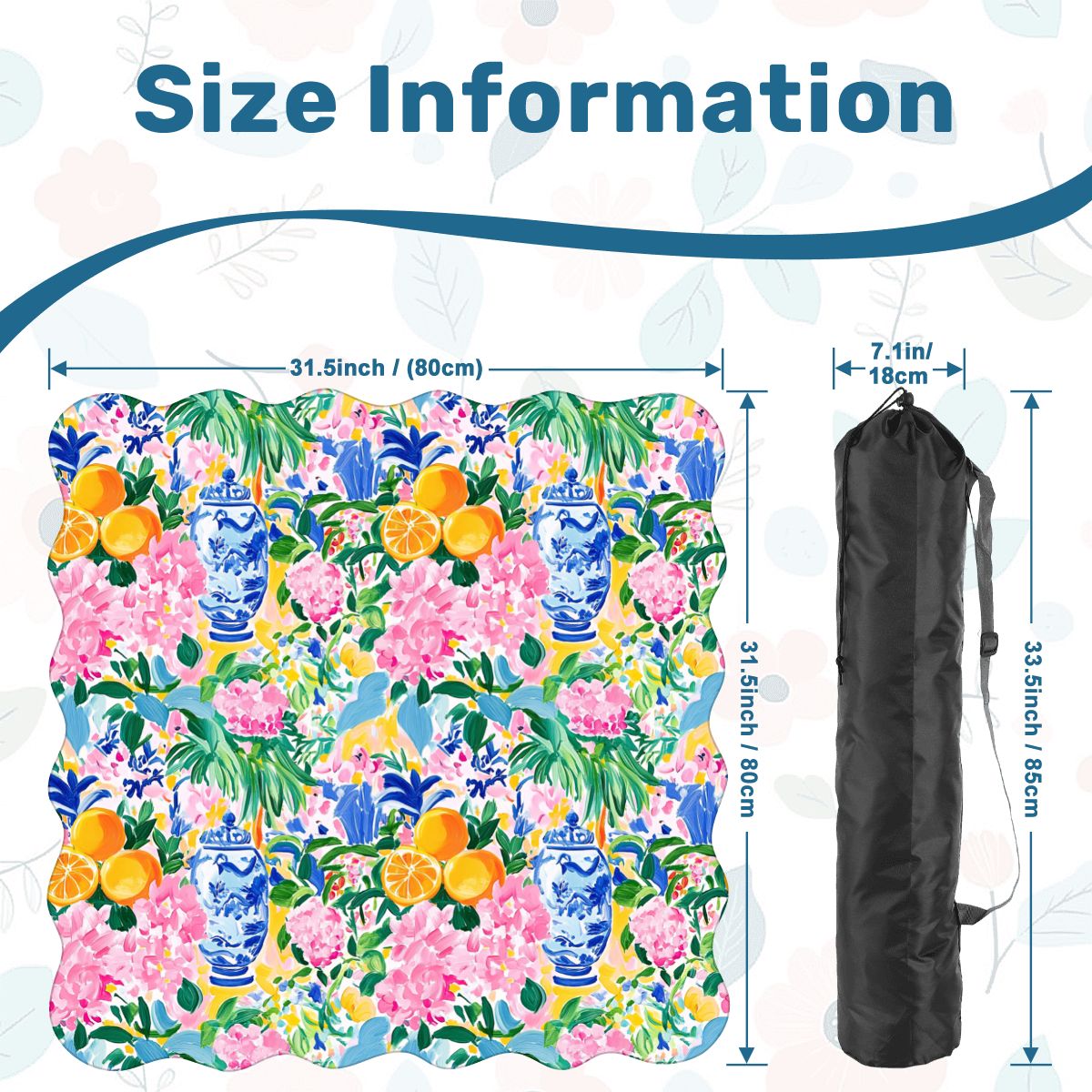 Asian Chinoiserie Tropical Pastel Scalloped Mahjong Mat