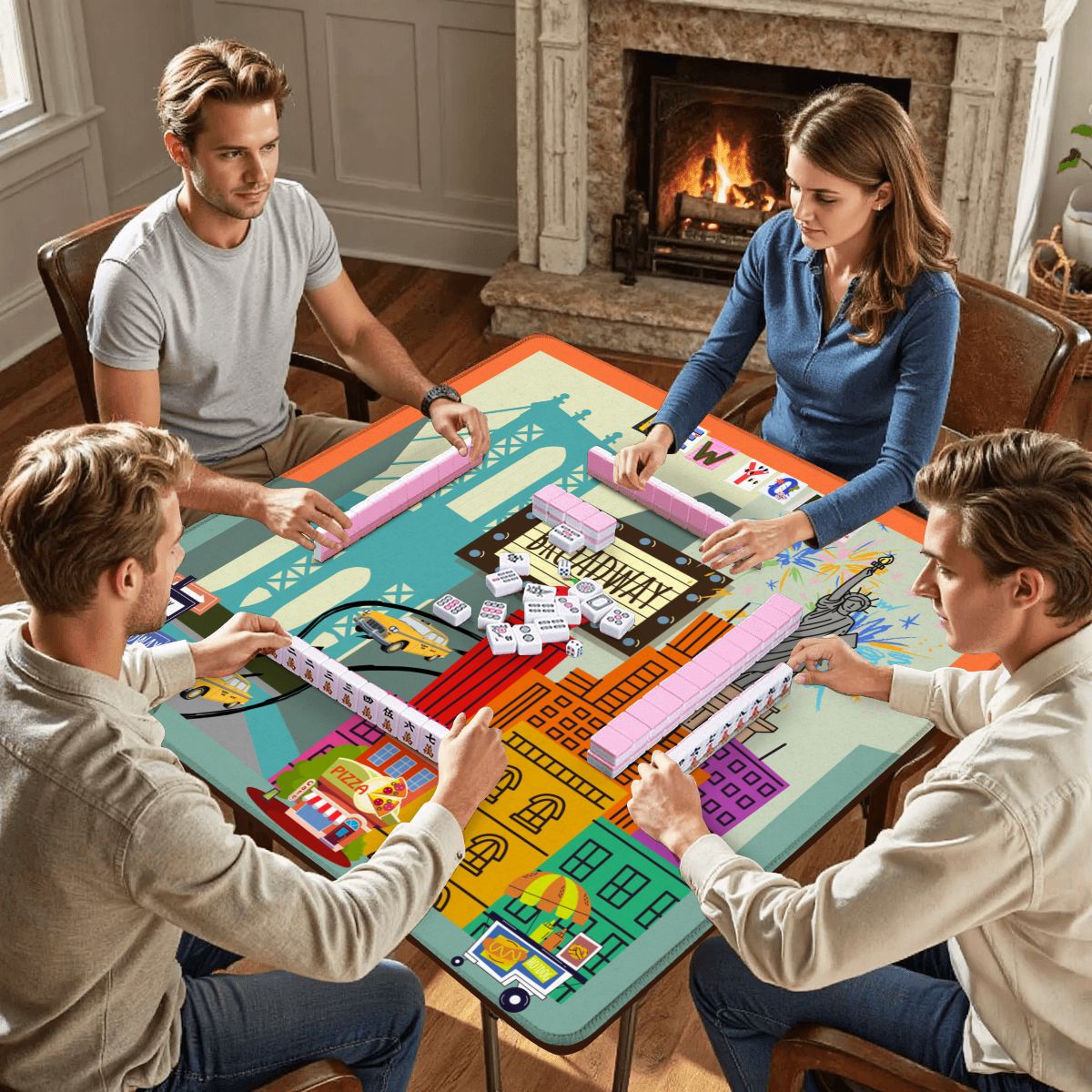 NYC On Broadway New York Cityscape Mahjong Mat