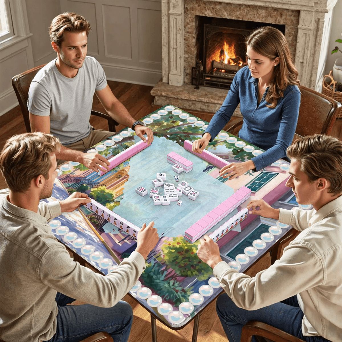 Charleston South Carolina Mahjong Mat Rainbow Row Palmetto State