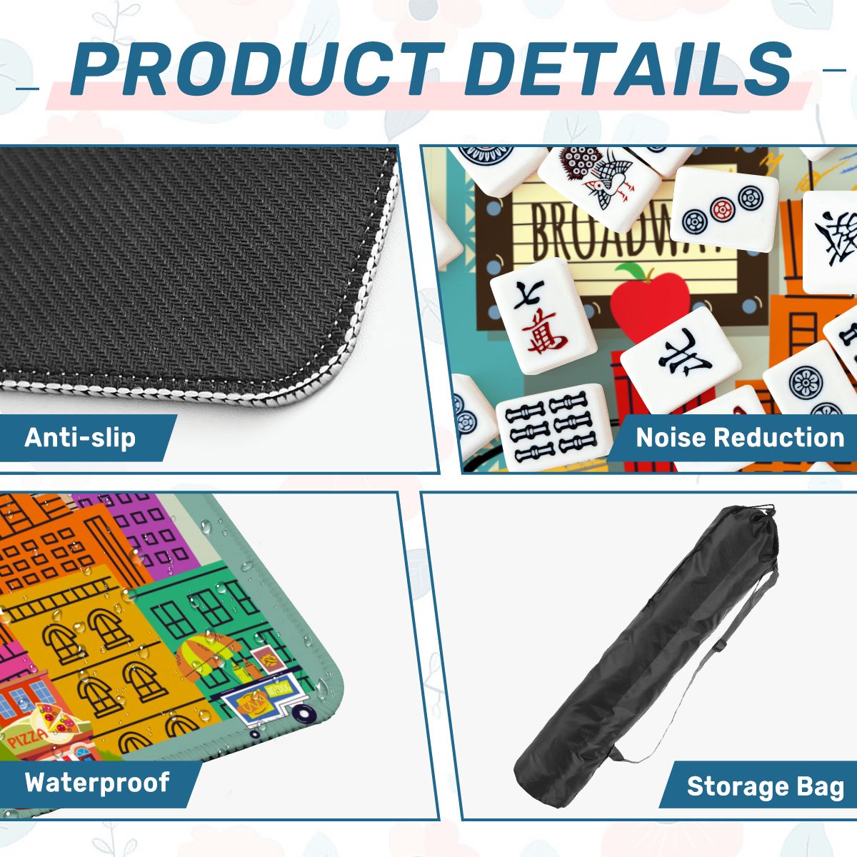 NYC On Broadway New York Cityscape Mahjong Mat