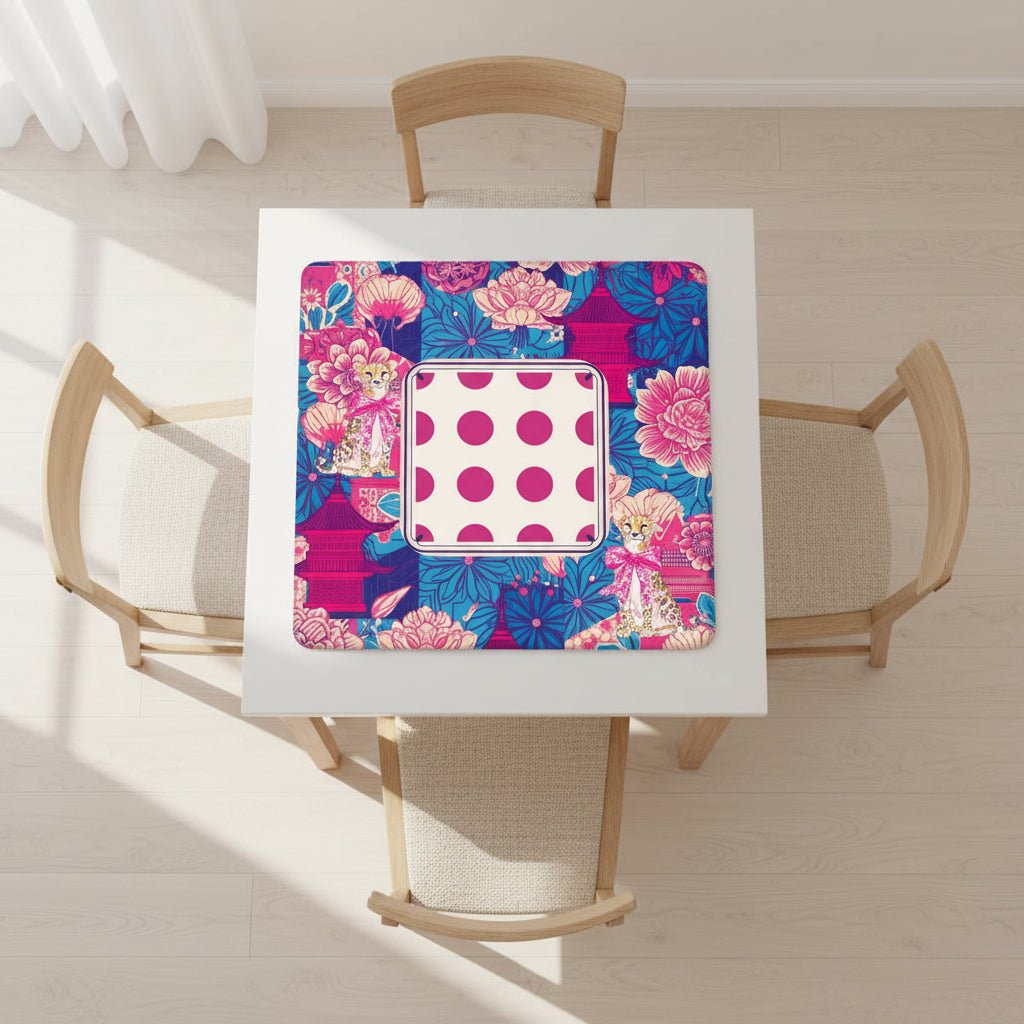Cheetah Dynasty Pink Pagoda Mahjong Mat