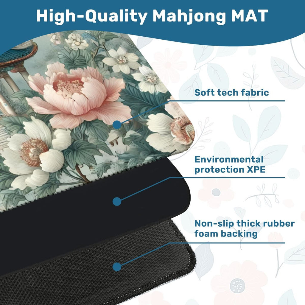 Asian Pagoda Gardens Chinoiserie Mahjong Mat