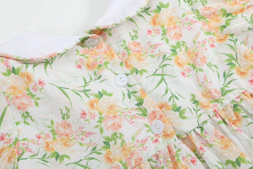 Floral Smocked Collared Dress